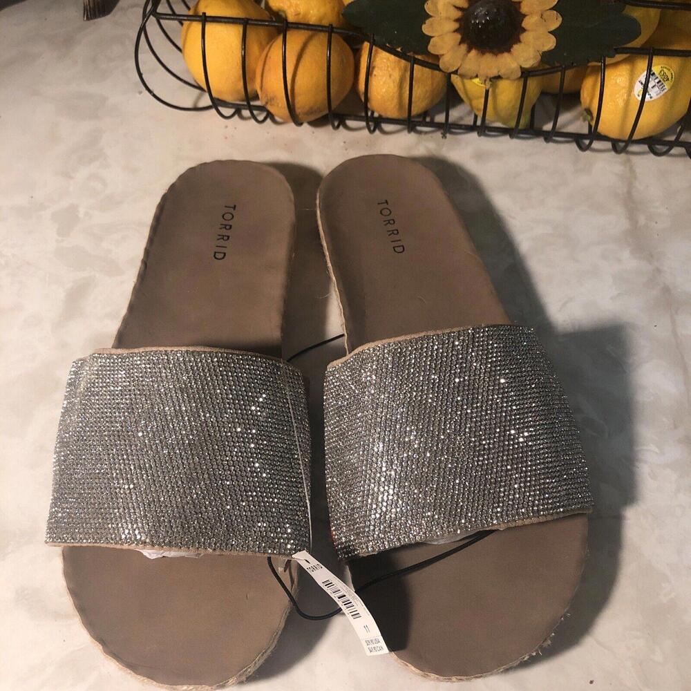 Torrid RHINESTONES SPARKLE Sandals Women’s 11 Flip Flop Slide Shoes